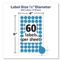 Labels | Avery 05050 0.5 in. Diameter Handwrite Only Self-Adhesive Removable Round Color-Coding Labels - Light Blue (840/Pack) image number 1