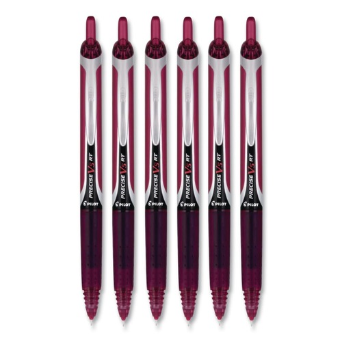 Pens | Pilot PIL15137 0.5 mm Extra-Fine Precise V5RT Retractable Roller Ball Pen - Burgundy Ink, Burgundy/Silver Barrel (1-Dozen) image number 0