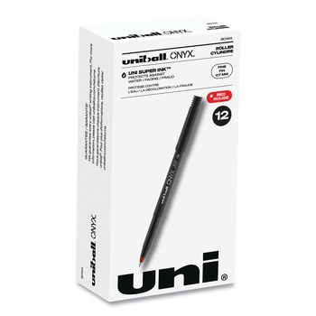 uni-ball 60144 ONYX Fine 0.7 mm Roller Ball Pen - Black/Red Barrel (1-Dozen)