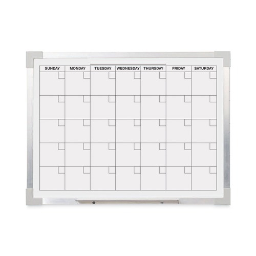 White Boards | Flipside 17302 24 in. x 18 in. Monthly Planning/Scheduling Framed Calendar Dry Erase Board - White Surface, Satin Aluminum Frame image number 0