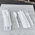 Cutlery | Boardwalk BWK4KITWHPS 4-Piece Mediumweight Polystyrene Cutlery Kit - White (250/Carton) image number 4