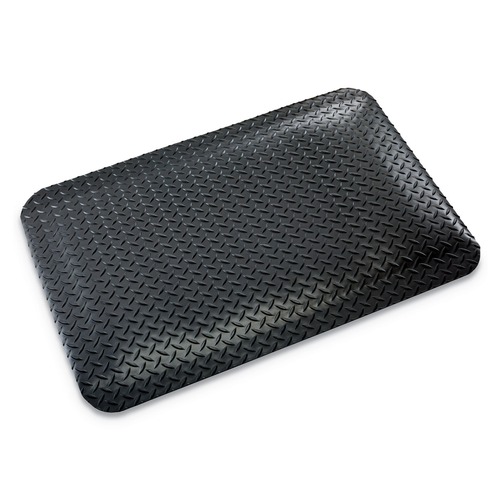 Office Chair Mats | Crown CWNCD0035DB 36 in. x 60 in. Vinyl Industrial Deck Plate Anti-Fatigue Mat - Black image number 0