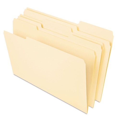 File Folders | Universal UNV16413 Deluxe Heavyweight 1/3-Cut Tab Assorted File Folders - Letter Size, Manila (50/Pack) image number 0