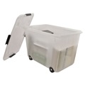 Back to School Sale | Advantus 34009 15 Gallon 23.75 in. x 15.75 in. x 15.75 in. Letter/Legal Files Rolling Storage Box - Clear image number 1
