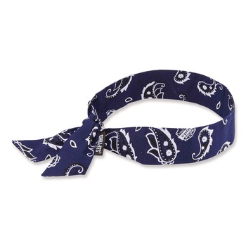 Ergodyne 12306 Chill-Its 6700 One Size Fits Most Cooling Bandana Polymer Tie Headband - Navy Western