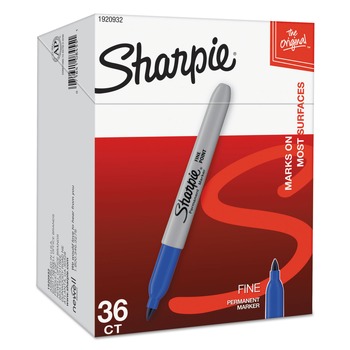 PERMANENT MARKERS | Sharpie 1920932 Fine Tip Permanent Marker Value Pack - Blue (36/Pack)