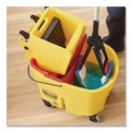 Mops | Rubbermaid Commercial 2132426 19.5 in. x 5.5 in. Microfiber Head 48 in. to 72 in. Aluminum Handle Adaptable Flat Mop Kit - Blue/Yellow image number 7