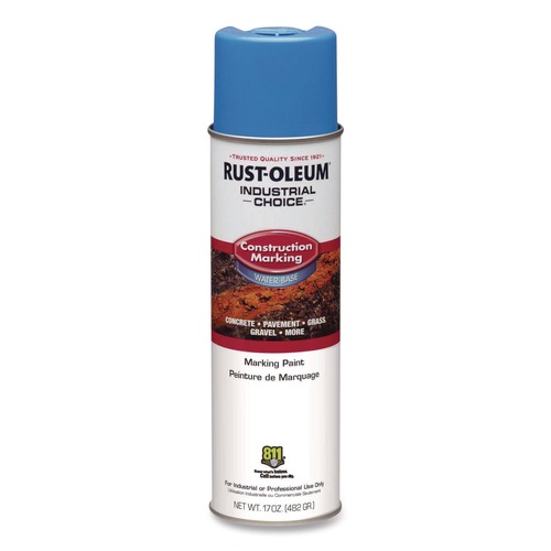 Painting | Rust-Oleum 264694 Industrial Choice M1400 System Water-Based Construction Marking Paint Flat Caution Blue 17 oz Aerosol Can (12/Carton) image number 0
