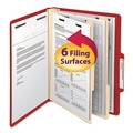 File Folders | Smead 14003 2 in. Expansion Top Tab Classification Folders with 6 SafeSHIELD Fasteners - Letter Size/Red Exterior (10/Box) image number 2