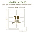 Labels | Avery 48263 2 in. x 4 in. EcoFriendly Mailing Labels for Inkjet/Laser Printers - White (10/Sheet, 25 Sheets/Pack) image number 4