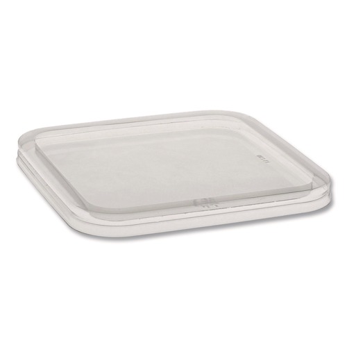 Food Trays, Containers, and Lids | Pactiv Corp. 6SFLY EarthChoice Recycled PET Container Lid, for 6-in Square RPET Containers, 6.25 x 0.39 x 6.25, Clear, Plastic, 360/Carton image number 0