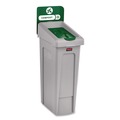 Trash & Waste Bins | Rubbermaid Commercial 2185051 Slim Jim Recycling Station Kit 1-Stream Compost 23 gal Plastic Green/Gray image number 1