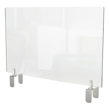 OFFICE FURNITURE ACCESSORIES | Ghent PEC2429-A 29 in. x 3.88 in. x 24 in. Thermoplastic Sheeting Clear Partition Extender with Attached Clamp