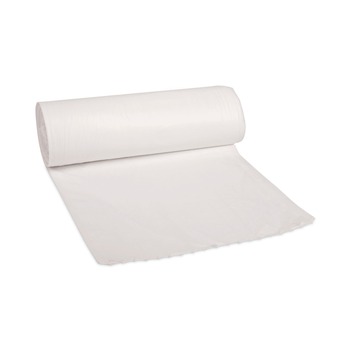 Boardwalk H7658MWKR01 55 Gallon 0.63 mil 38 in. x 58 in. Repro Low-Density Can Liners - White (10 Rolls/Carton,10 Bags/Roll)
