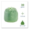 Trash Bags | Stout by Envision E3039E11 EcoSafe-6400 30 in. x 39 in. 1.1 mil. 30 Gallon Compostable Bags - Green (48/Box) image number 4