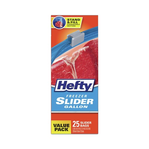 Food Service | Hefty 00R88073 10.56 in. x 11 in. 1-Gallon Slider Stand and Fill Freezer Storage Bags - Clear (225/Carton) image number 0