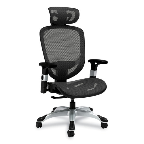 Office Chairs | Alera ALEMV41BME18 17.24 in. to 20.98 in. Seat Height Support Up to 275 lbs. Minerva Ergonomic Mesh Swivel Task Chair - Black Seat/Back, Silver Base image number 0