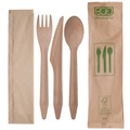 Cutlery | Eco-Products EP-S215 General Purpose Fork/Knife/Napkin/Spoon Wood Cutlery - Natural (500/Carton) image number 0