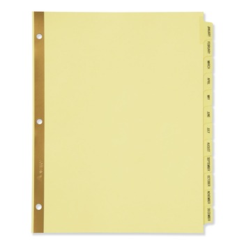 Avery 11307 11 in. x 8.5 in. 12-Tab Preprinted Laminated Jan. to Dec. Tab Dividers with Gold Reinforced Binding Edge - Buff (1-Set)