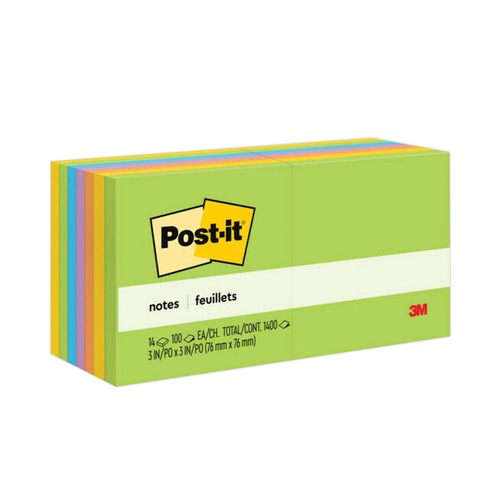 Sticky Notes & Post it | Post-it Notes 654-14AU 3 in. x 3 in. Original Pads Value Pack - Floral Fantasy Collection (100-Sheets/Pad, 14-Pads/Pack) image number 0