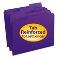 File Folders | Smead 13034 1/3-Cut Tabs Assorted Letter Size 0.75 in. Expansion Reinforced Top Tab Colored File Folders - Purple (100/Box) image number 1