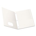 Back to School Sale | Oxford 57704 11 in. x 8.5 in. 0.5 in. Capacity Twin-Pocket Folders with 3 Fasteners - White (25/Box) image number 0