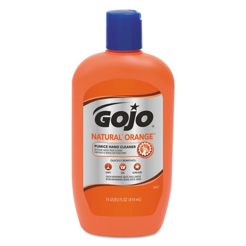  | GOJO Industries 0957-12 14 oz. NATURAL ORANGE Pumice Hand Cleaner - Citrus Scent image number 0