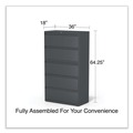 Office Filing Cabinets & Shelves | Alera 25499 36 in. x 18.63 in. x 67.63 in. 5 Lateral File Drawer - Legal/Letter/A4/A5 Size - Charcoal image number 6