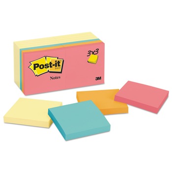 Post-it Notes 654-14YWM 3 in. x 3 in. Value Pack Original Pads - Assorted Colors (14-Pads/Pack)