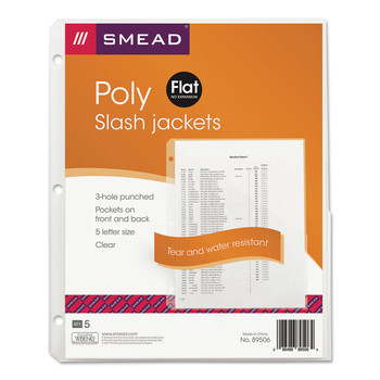BINDERS AND BINDING SUPPLIES | Smead 89506 Organized Up 2-Section Poly Slash Jackets - Letter Size/Clear (5/Pack)