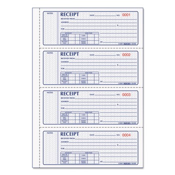 RECORDKEEPING AND FORMS | Rediform 8L808R 7 in. x 2.75 in. FormGuard Cover 3-Part Carbonless Money Receipt Book