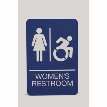 Headline Sign 7777 6 x 9 Women's Restroom ADA Sign - Blue Face/White Graphics
