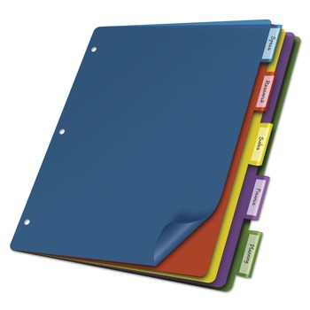 FILING AND FOLDERS | Cardinal 84018 11 x 8.5 Poly 5-Tab Index Dividers - Assorted (4/Pack)