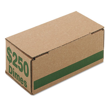 RETAIL STORE SUPPLIES | PM Company 61010 8.06 x 3.31 x 3.19 Corrugated Cardboard Coin Storage with Denomination Printed On Side - Green (50/Carton)