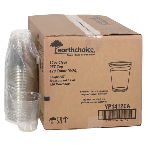 Cups and Lids | Pactiv Corp. YP1412CA 12 oz. Plastic RPET Cold Cup - Clear (420/Carton) image number 0