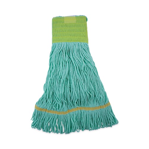 Mops | Boardwalk BWK1200MCT EcoMop Recycled Fiber Looped-End Mop Head - Medium, Green (12/Carton) image number 0