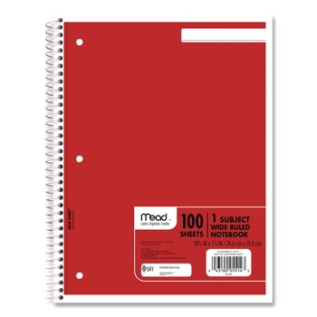 PRODUCTS | Mead 05514 (100) 10.5 in. x 7.5 in. Sheets 1-Subject Wide/Legal Rule Spiral Notebook - Randomly Assorted Cover Color