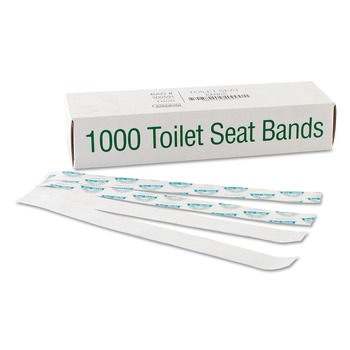 JUST LAUNCHED | Bagcraft 300591 Sani/Shield Printed 16 in. x 1.5 in. Toilet Seat Band - Deep Blue/White (1000/Carton)