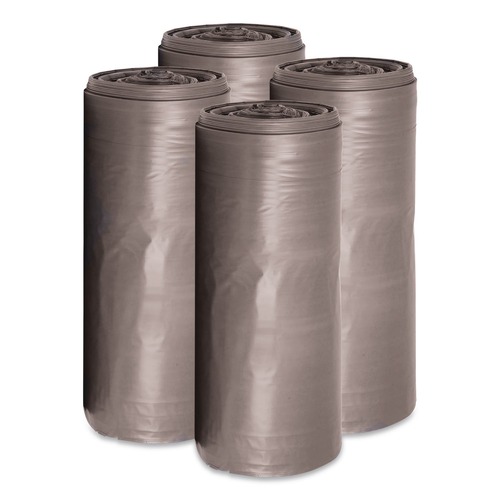 Trash & Waste Bins | Boardwalk H6639SGKR01 33 Gallon 1.1 mil 33 in. x 39 in. Perforated Roll Low-Density Can Liners - Gray (25 Bags/Roll, 4 Rolls/Carton) image number 0