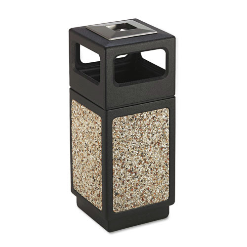Trash & Waste Bins | Safco 9470NC 15 Gallon Polyethylene/Stainless Steel Canmeleon Aggregate Panel Receptacles - Black image number 0