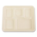 Food Trays, Containers, and Lids | Boardwalk TL-15-TBW-NPFA 8.26 in. x 0.98 in. x 10.9 in. 5-Compartment Bamboo/Sugarcane Bagasse PFAS-Free Food Tray - Tan (500/Carton) image number 2