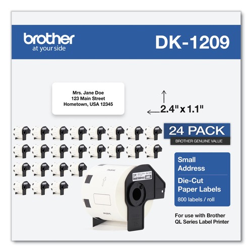 Labels | Brother DK120924PK 1.1 in. x 2.4 in. Die-Cut Address Labels - White (24-Rolls/Pack) image number 0