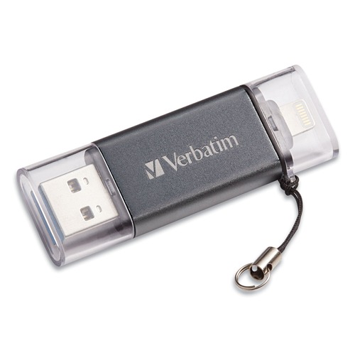 Office Electronics & Batteries | Verbatim 49300 32 GB Store 'n' Go Dual USB 3.0 Flash Drive for Apple Lightning Devices - Graphite image number 0