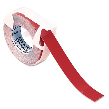 DYMO 520102 0.37 in. x 12 ft. Self-Adhesive Glossy Labeling Tape for Embossers - Red (1-Roll)