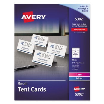 BUSINESS CARDS | Avery 05302 2 in. x 3.5 in. Small Tent Card - White (160/Box)