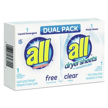 CLEANERS AND CHEMICALS | All 1R-2979355 Free Clear HE Liquid Laundry Detergent/Dryer Sheet Dual Vend Pack (100/Carton)