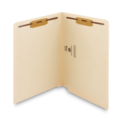 File Folders | Smead 34125 End Tab 11-pt Manila 2-Fastener Folders with Reinforced Straight Tabs - Letter Size/Manila Exterior (250/Box) image number 0