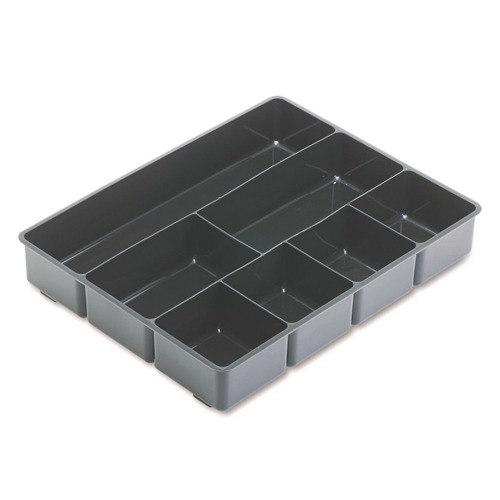 Desktop Organizers | Rubbermaid 11906ROS 11.88 in. x 15 in. x 2.5 in. 7-Compartments Plastic Extra Deep Desk Drawer Director Tray - Black image number 0