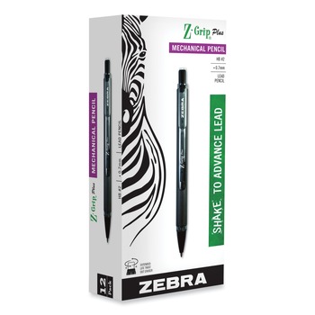 Zebra 55410 0.7 mm HB (#2) Z-Grip Plus Mechanical Pencil - Black Lead, Assorted Barrel Colors (1 Dozen)