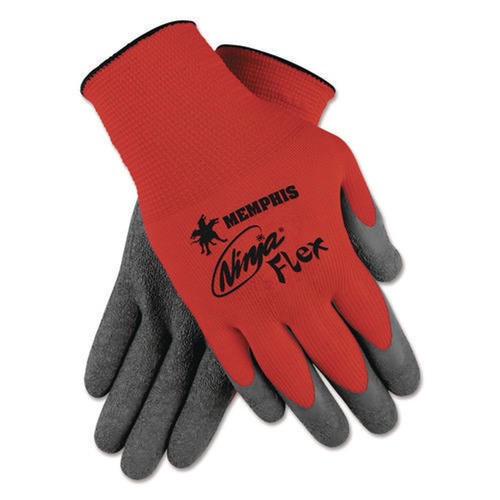 Disposable Gloves | MCR Safety N9680L N9680L Ninja Flex Latex Coated Palm Gloves - Large Red/Gray (1-Dozen) image number 0